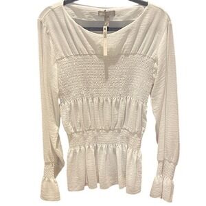 ASOS Tall White Smocked Women's Top Blouse‎ 8 NWT